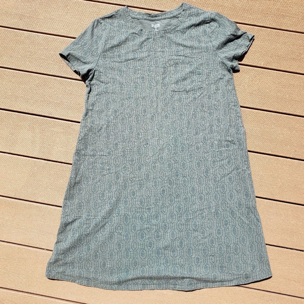 Duluth Trading Co. Green/Blue Pattern T-shirt Dress